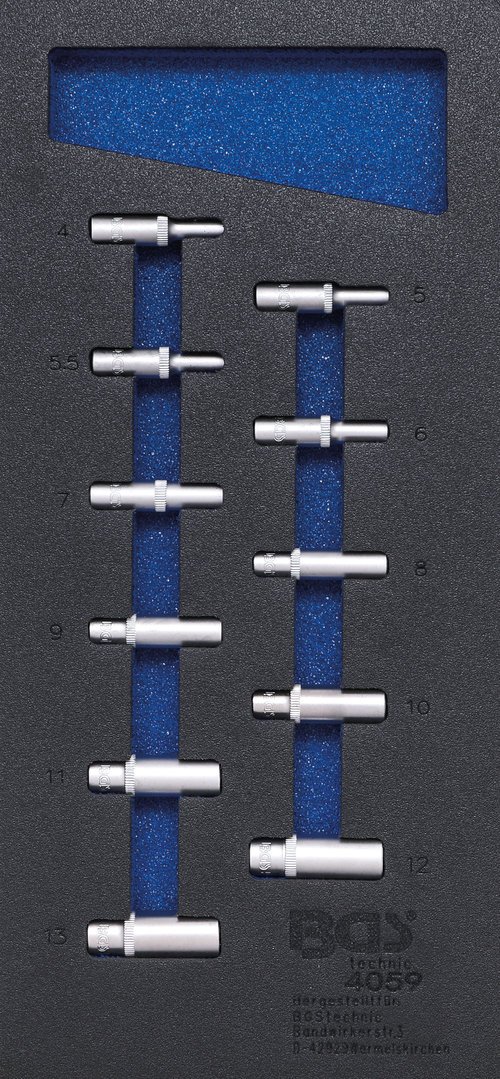Werkstattwageneinlage 1/3: Steckschlüssel-Einsätze Sechskant | 6,3 mm (1/4") | tief |11-tlg.