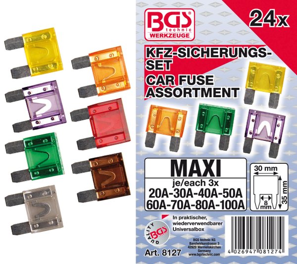 Kfz-Sicherungs-Sortiment | Maxi | 24-tlg.
