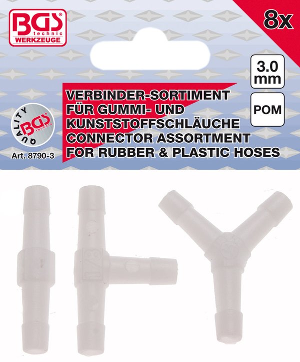 Schlauchverbinder-Sortimente | kraftstoffbeständig | 3 mm | 8 tlg.